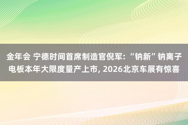 金年会 宁德时间首席制造官倪军: “钠新”钠离子电板本年大限度量产上市， 2026北京车展有惊喜