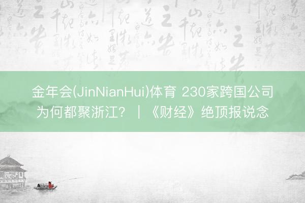 金年会(JinNianHui)体育 230家跨国公司为何都聚浙江？｜《财经》绝顶报说念