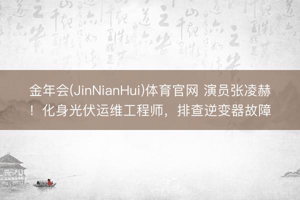 金年会(JinNianHui)体育官网 演员张凌赫！化身光伏运维工程师，排查逆变器故障