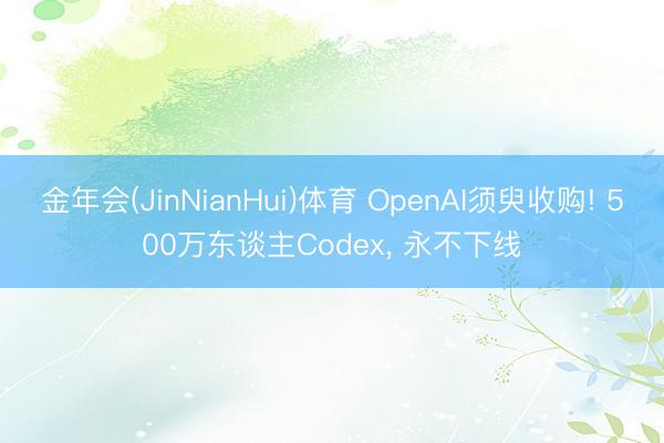 金年会(JinNianHui)体育 OpenAI须臾收购! 500万东谈主Codex, 永不下线